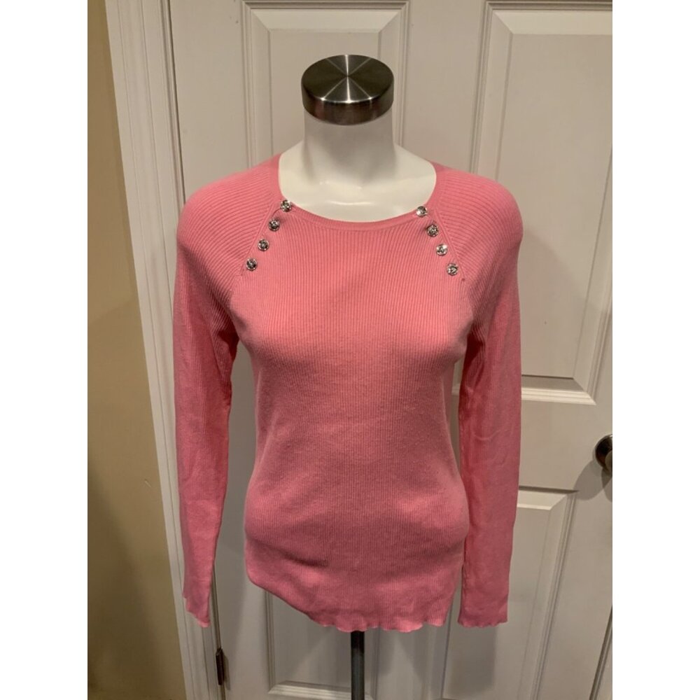 Polo Ralph Lauren Pink Thin Rib Knit Button Shoulder Top, SizeXL